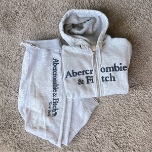 Abercrombie & Fitch Gray Track Suit (Sweats and Zip Up Sweater)